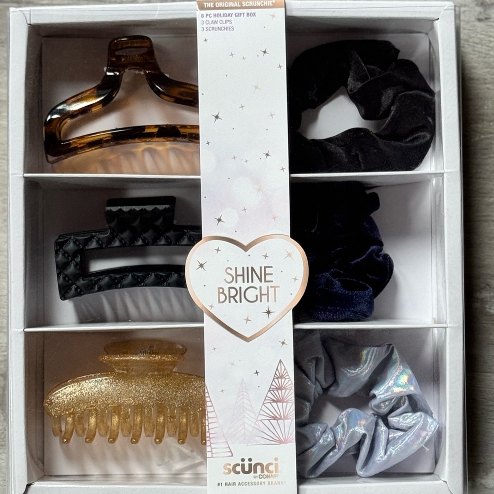 Scunci Holiday Gift Box with Claw Clips and Scrunchies